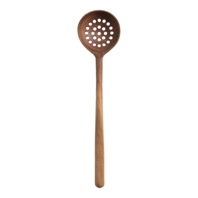 Extra Long Black Walnut Wood Slotted Spoon
