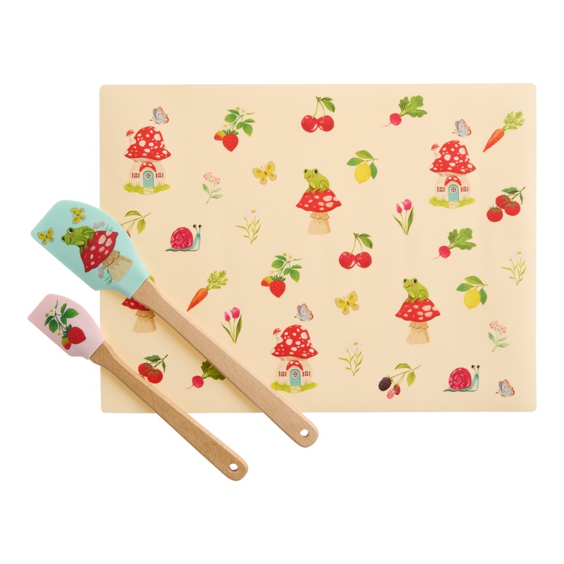 Fruit and Bunny Silicone Baking Mat and Spatulas 3 Piece Set