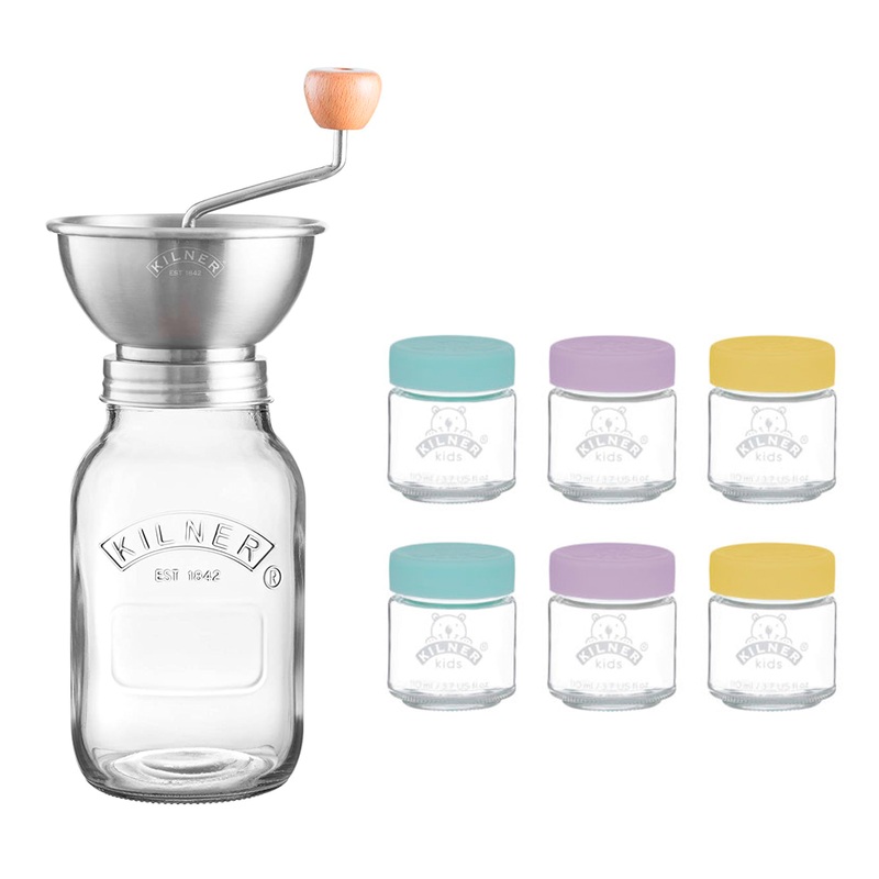 Kilner Glass Jar Homemade Baby Food and Sauce Press Set
