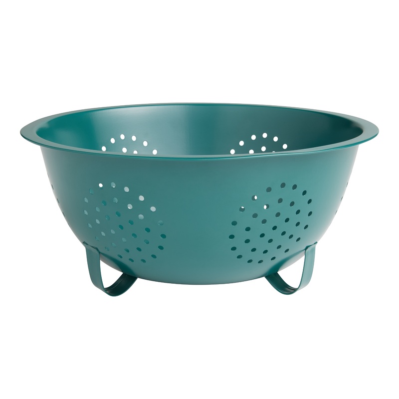 Large Dark Green Stainless Steel Geo Pattern Colander
