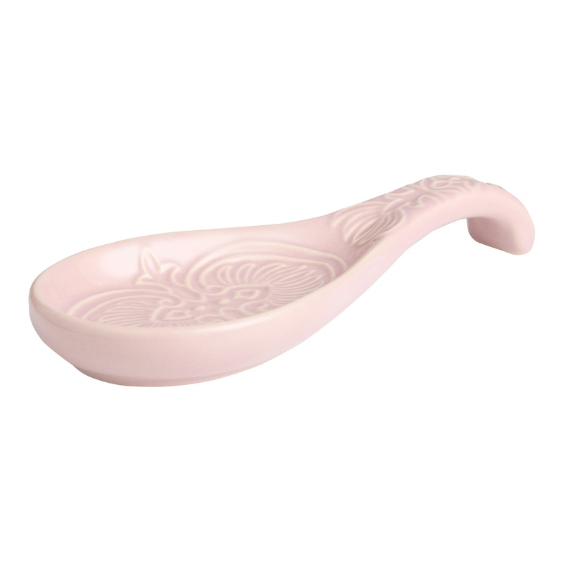 Lilac Purple Ceramic Embossed Spoon Rest