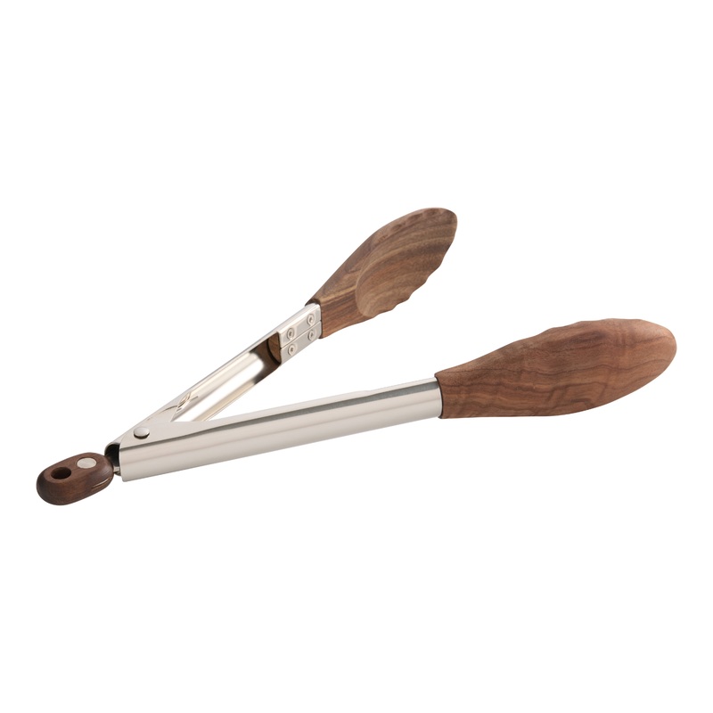 Stainless Steel and Black Walnut Wood Tongs