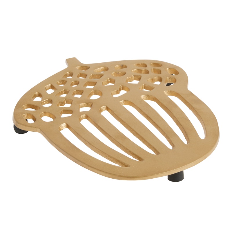 Gold Metal Acorn Trivet