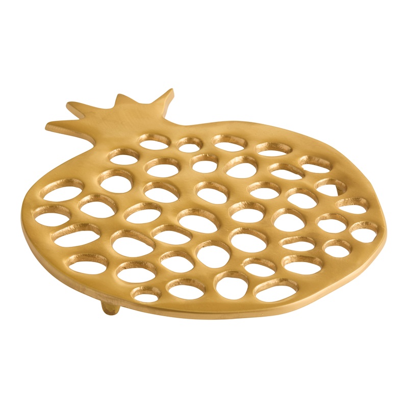 Gold Metal Pomegranate Figural Trivet