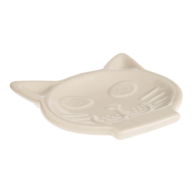 Kikkerland White Ceramic Cat Figural Spoon Rest