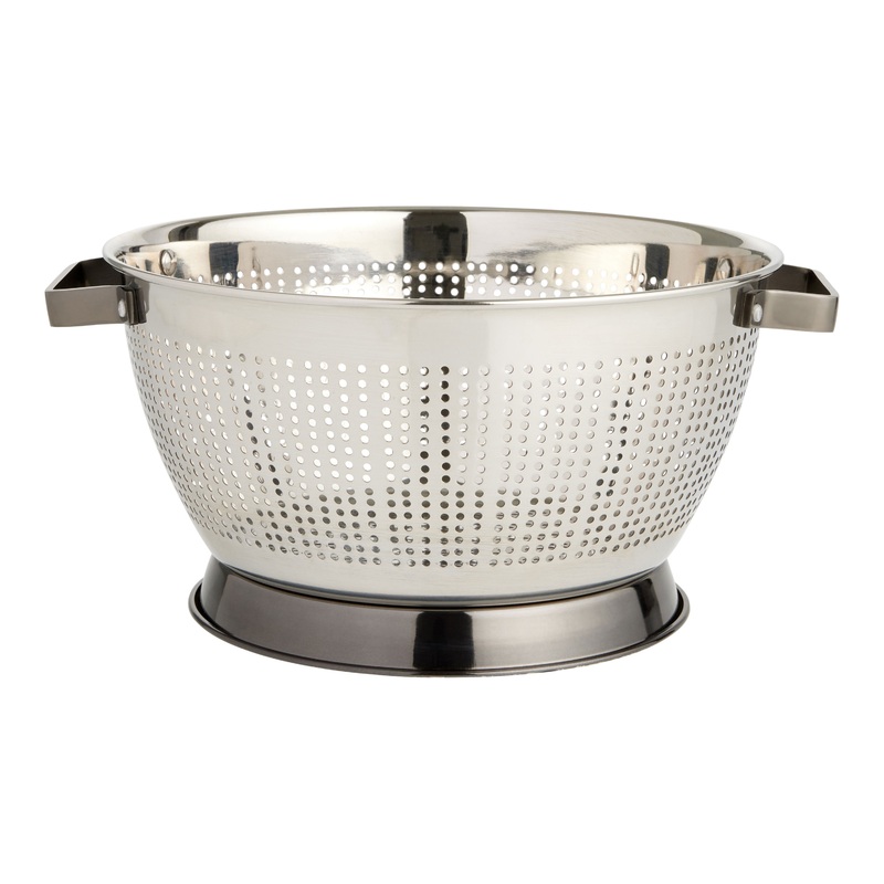 Large Graphite Black and Stainless Steel Footed Colander