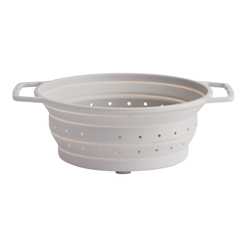 Round Beige Silicone Collapsible Colander