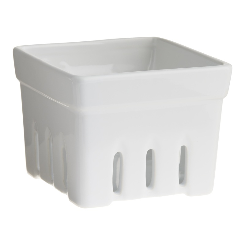Square White Ceramic Berry Basket