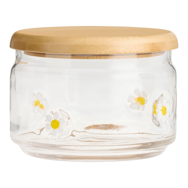 Charm Inlay Short Glass and Bamboo Storage Canister