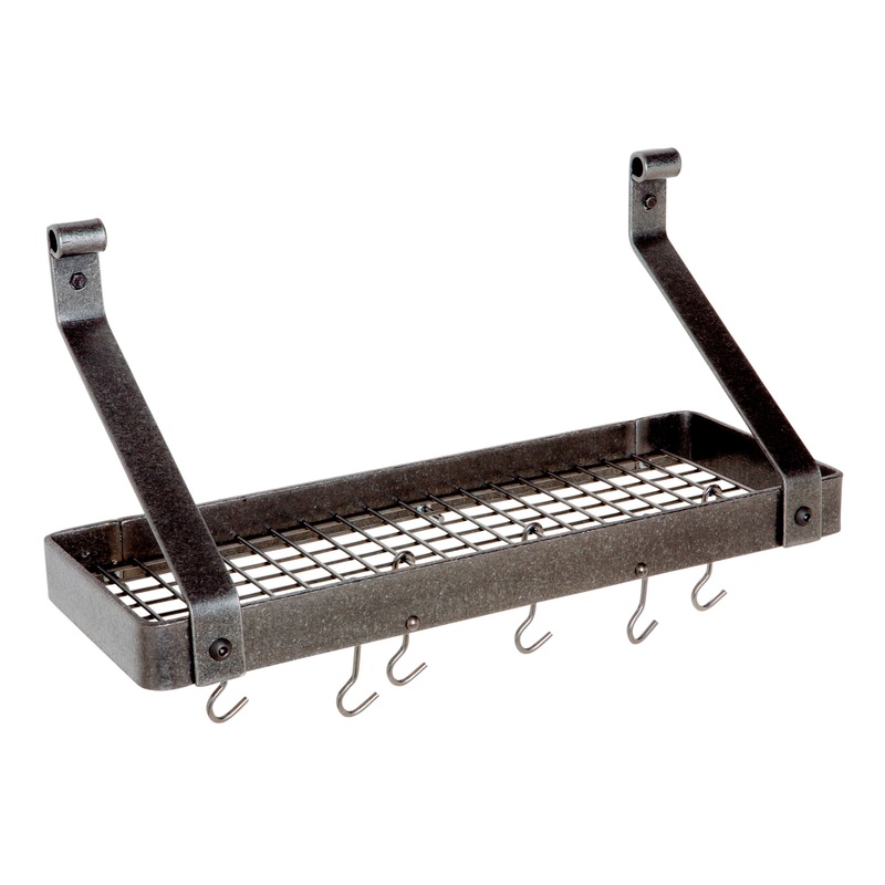 Enclume 24 Inch Hammered Steel Bookshelf Wall Pot Rack