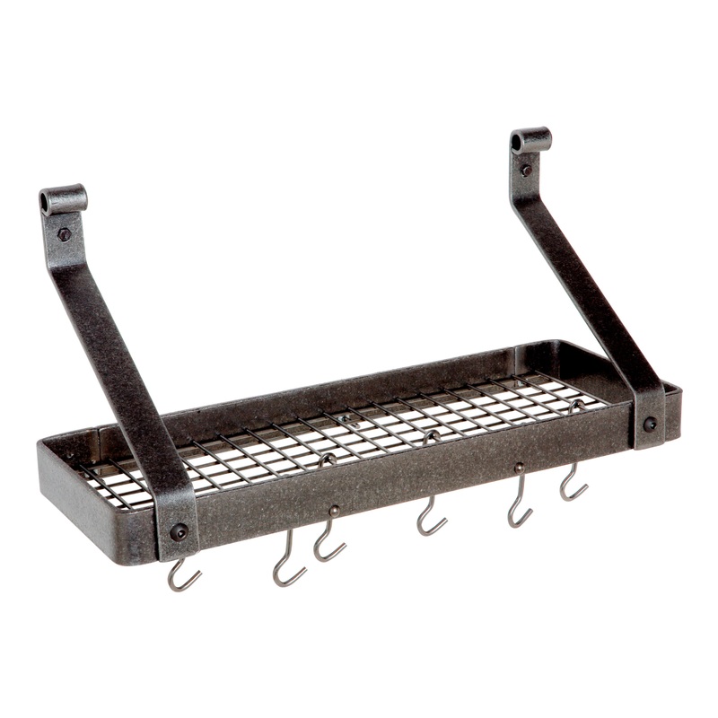 Enclume 36 Inch Hammered Steel Bookshelf Wall Pot Rack