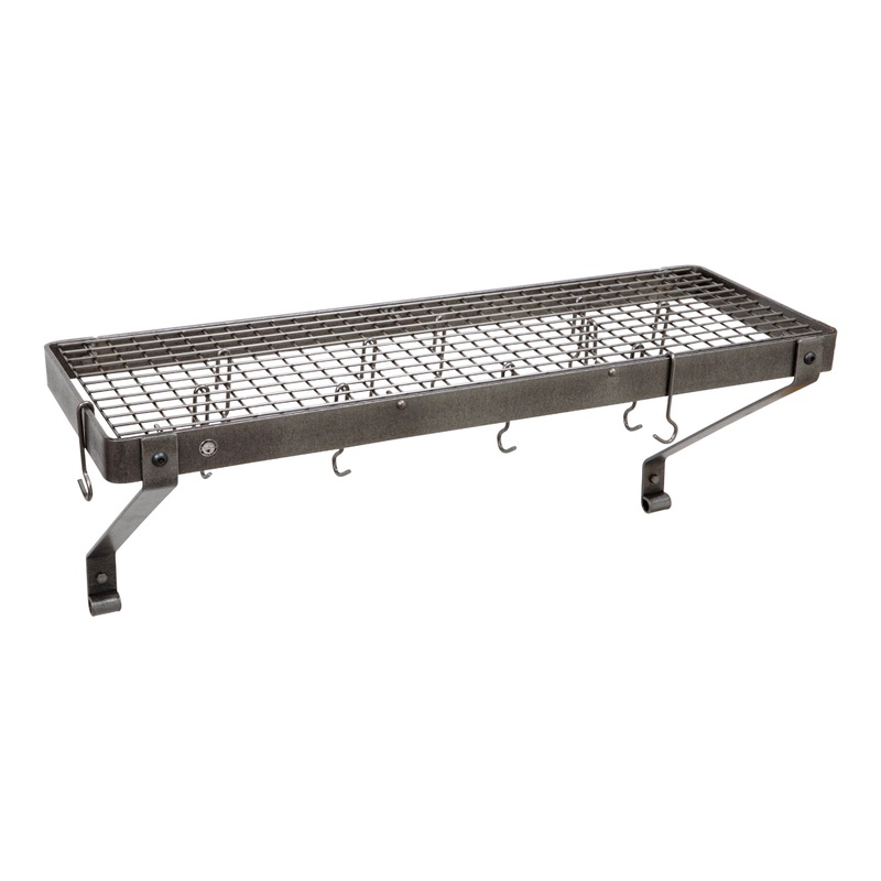 Enclume Deep Hammered Steel Bookshelf Wall Pot Rack