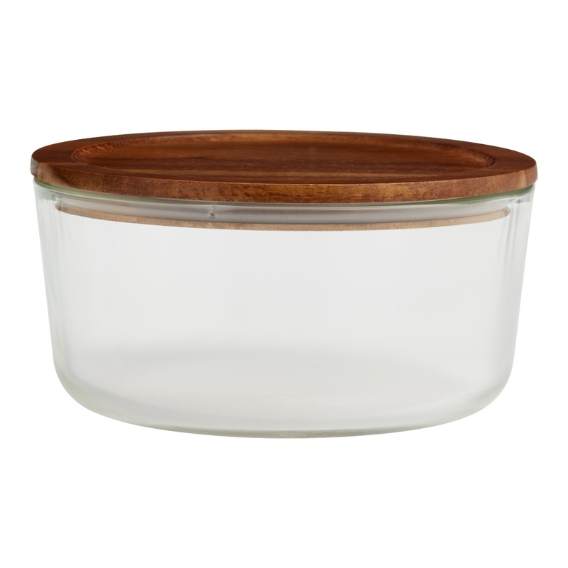 Extra Large Glass Food Storage Container with Wood Lid