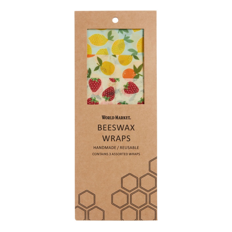 Fruit Pattern Beeswax and Cotton Reusable Food Wraps 3 Pack