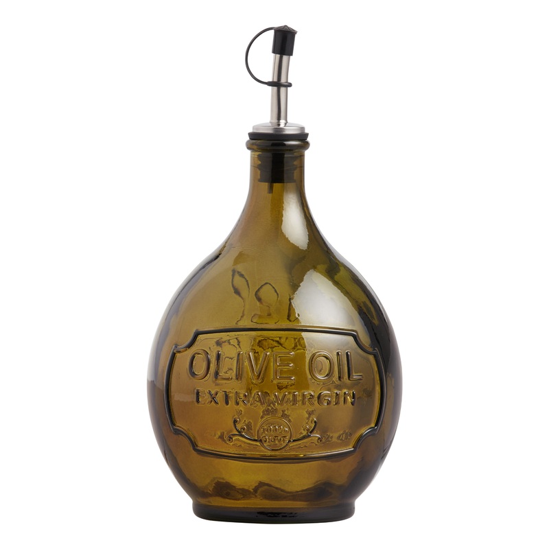 Green Recycled Glass Oil Bottle with Spout