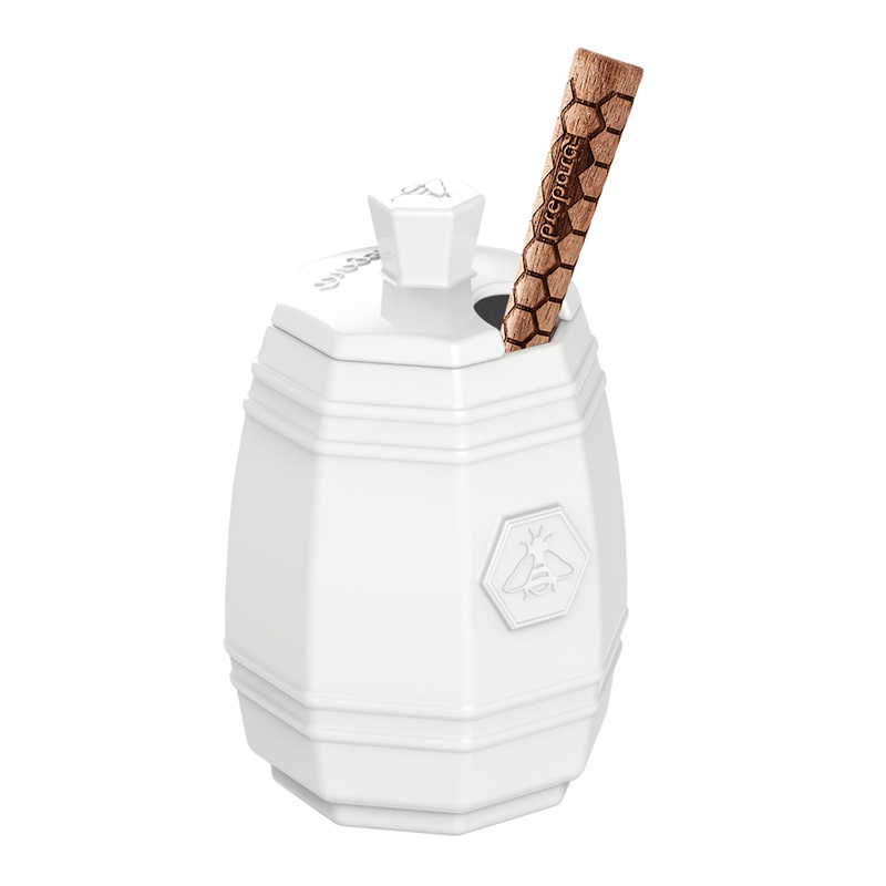 Prepara White Ceramic Honey Pot with Dipper