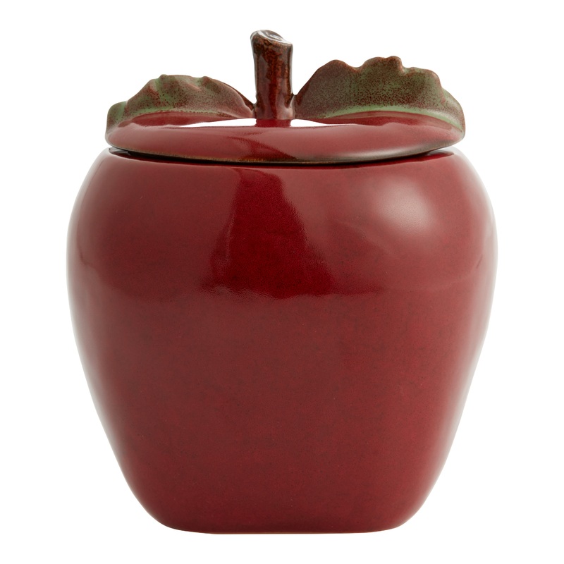 Red Ceramic Apple Storage Canister