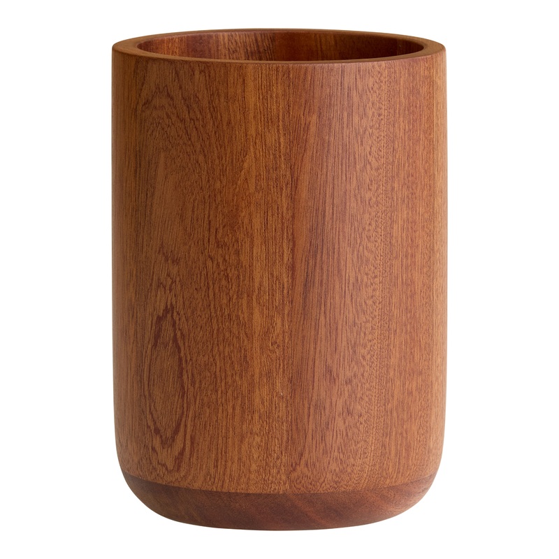 Round Natural Sapele Wood Utensil Holder