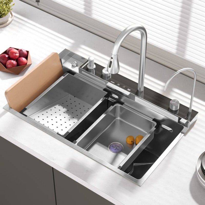29″ Drop-in Workstation Kitchen Sink with Faucet Single Bowl Stainless Steel