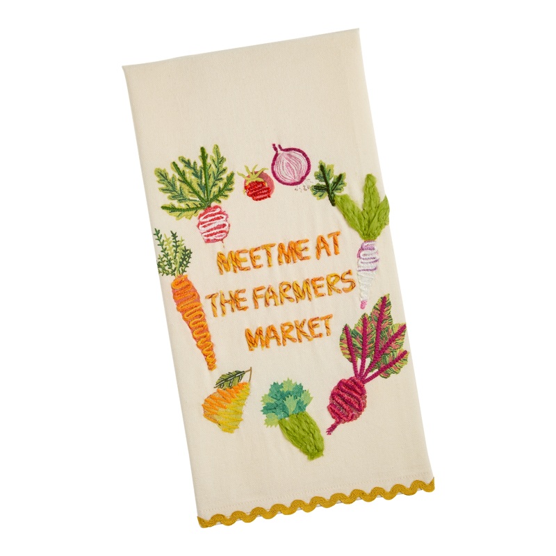 Fall Farmers Market Embroidered Kitchen Towel