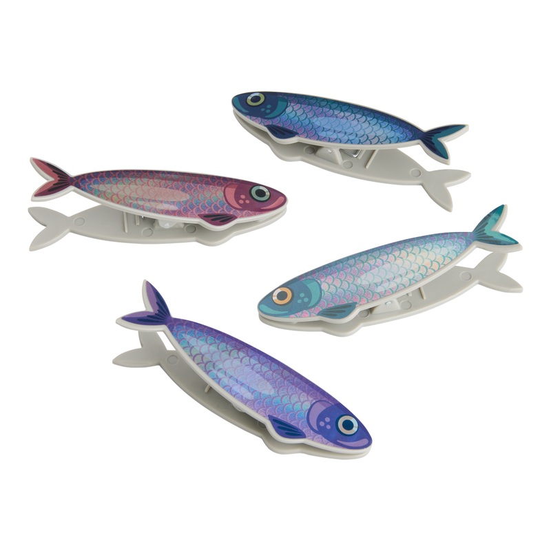 Fred Fish n’ Clips Iridescent Sardine Bag Clips 4 Pack
