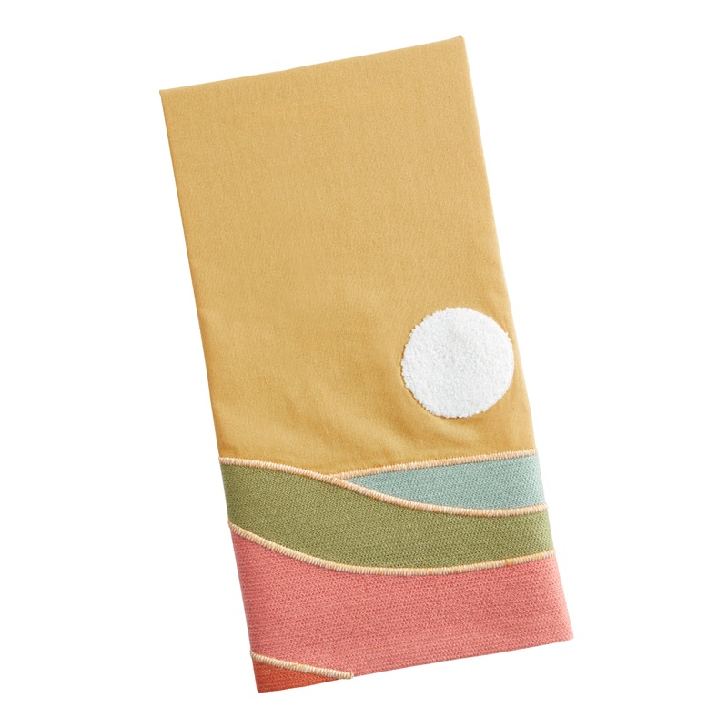 Mustard Embroidered Landscape Kitchen Towel