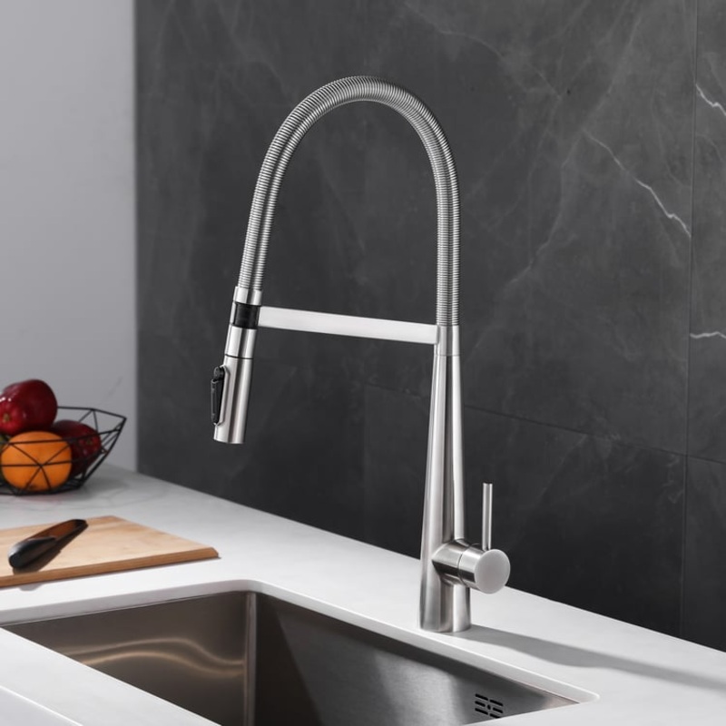 Pull-Down Kitchen Faucet with Filtered Water Mode  Brushed Nickel, Stainless Steel