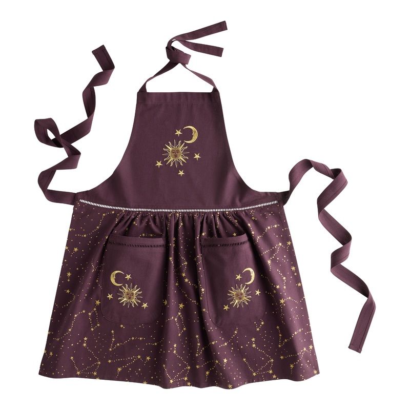 Purple and Gold Celestial Embroidered Apron