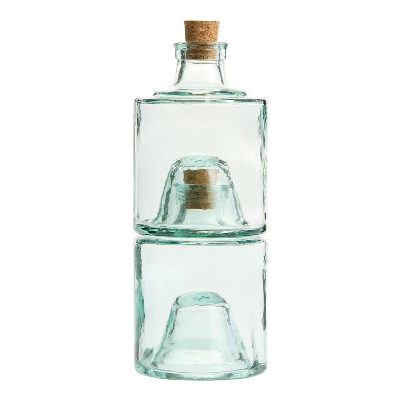 Recycled Glass Stackable Oil and Vinegar Bottles 2 Piece Set