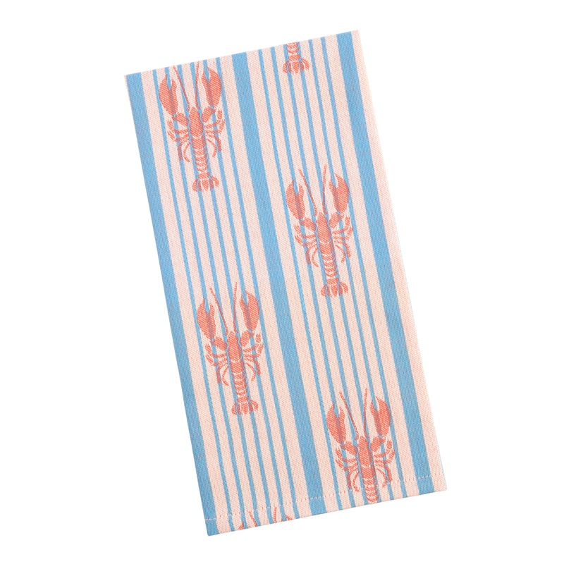 Red and Blue Lobster Stripe Jacquard Kitchen Towel