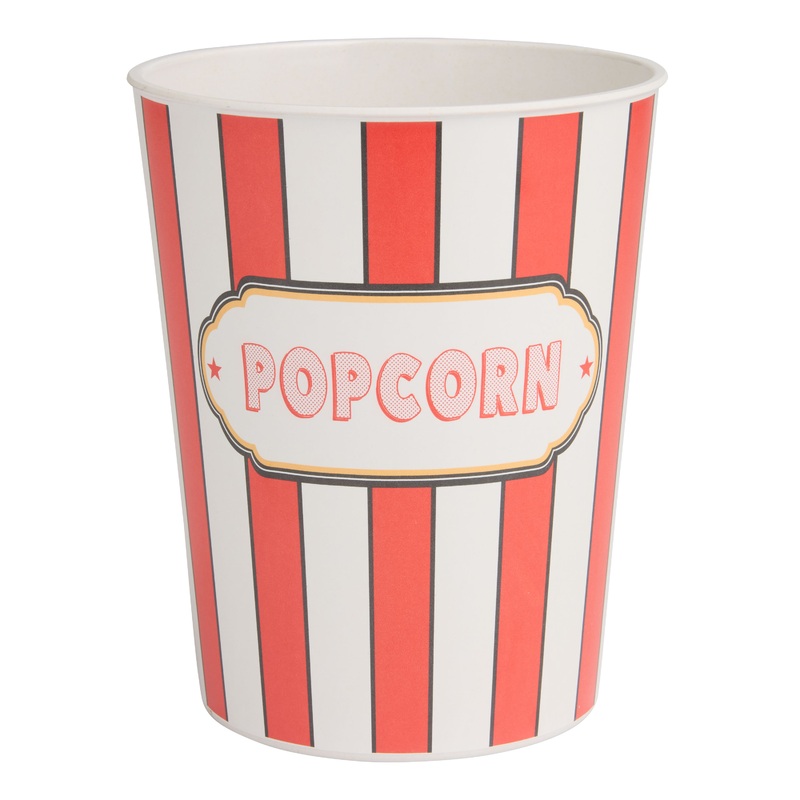 Red and White Stripe Bamboo Fiber Popcorn Container