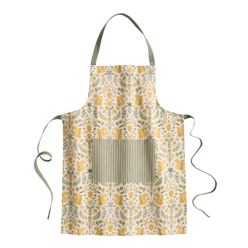 Sage Green and Marigold Scandi Squirrel Apron