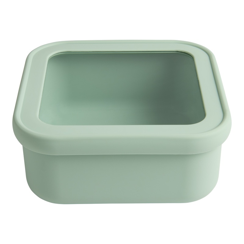 Square Sage Silicone and Glass Bakeware Storage Container