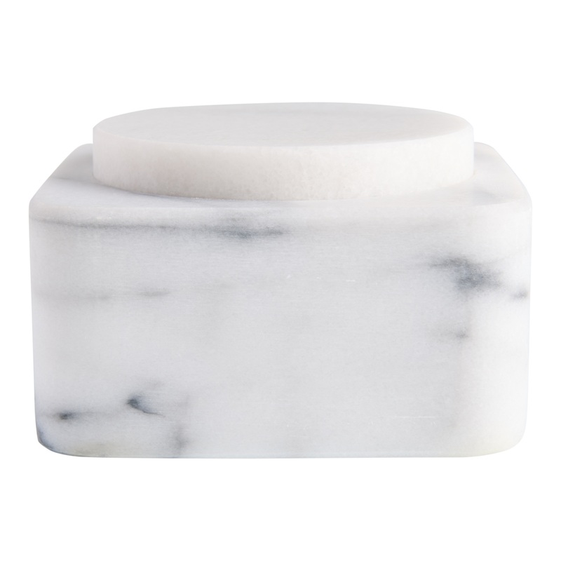 Square White Marble Salt Cellar