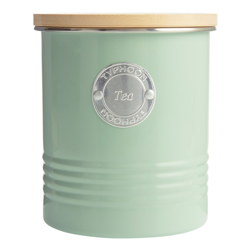 Typhoon Sage Green Steel and Bamboo Tea Storage Canister