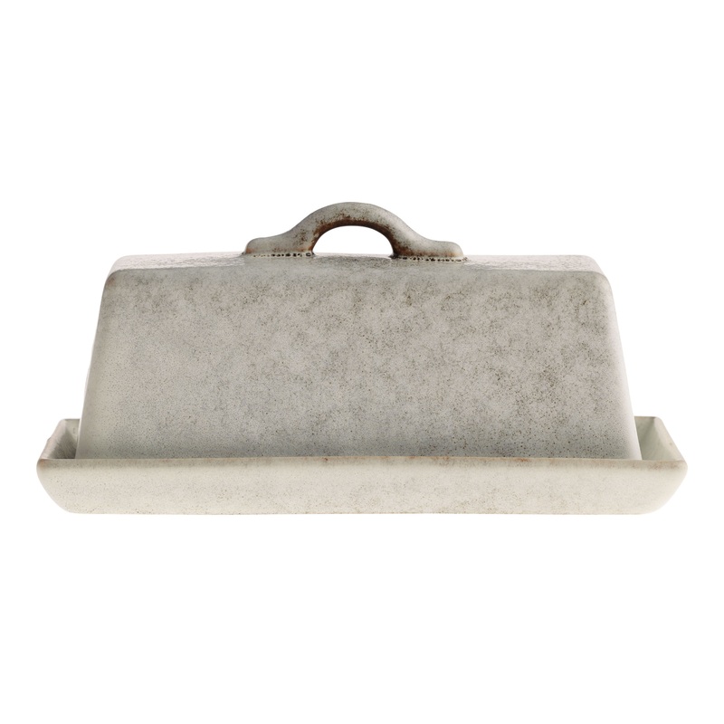 Vita Ivory And Brown Reactive Glaze Butter Dish