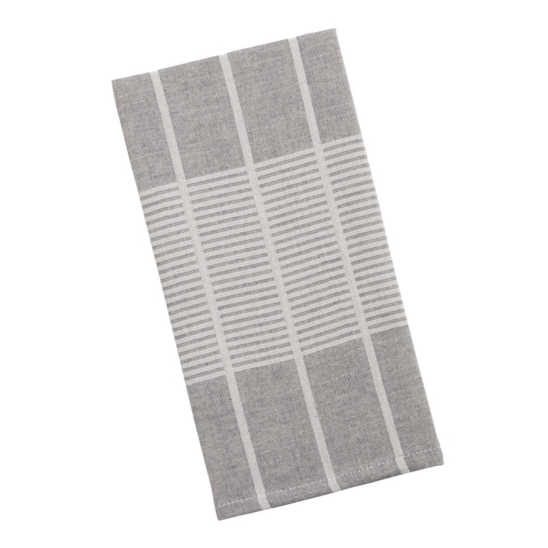 Gray Dyed Yarn Stripe Woven Kitchen Towel