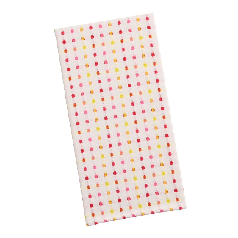 Neon Yellow and Pink Textured Woven Kitchen Towel