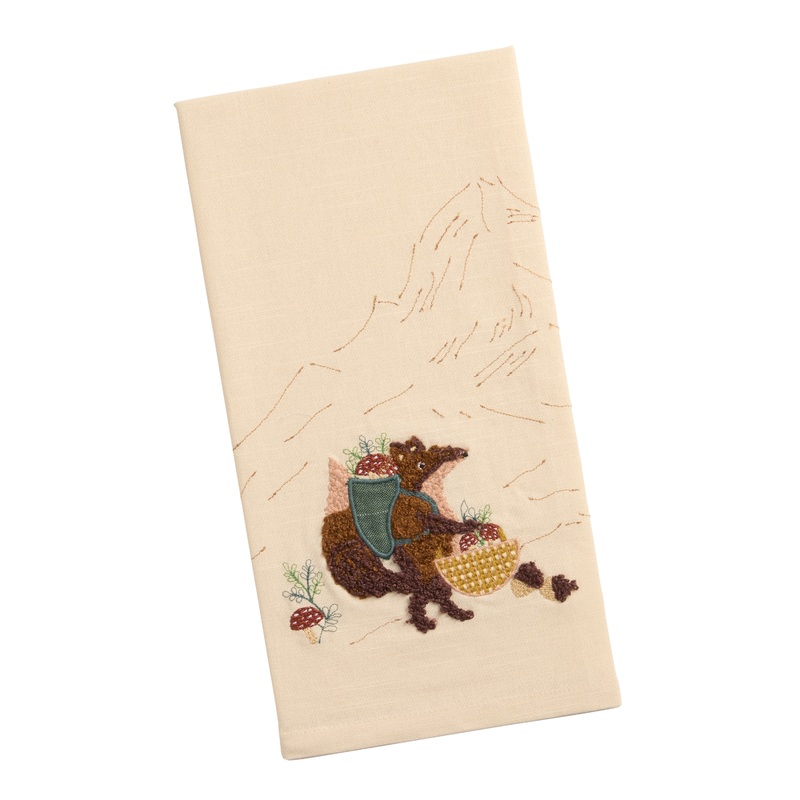 Oatmeal Embroidered Critters Kitchen Towel