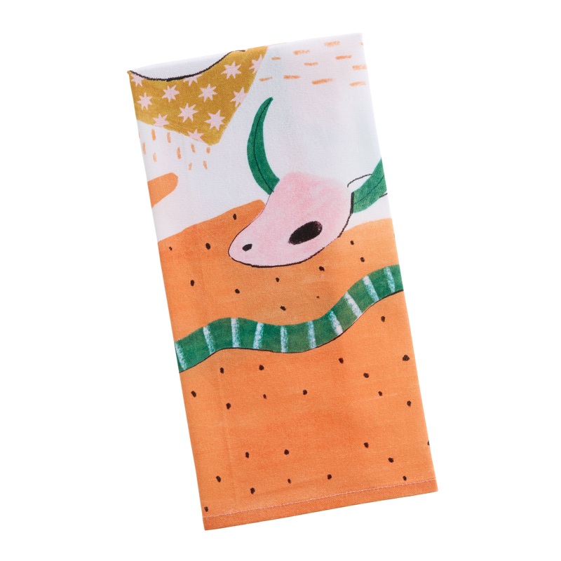Pink and Tan Cowboy Cat Kitchen Towel