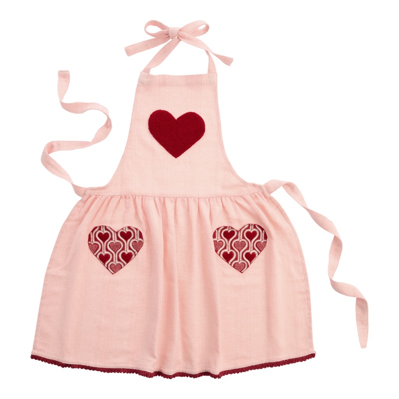 Red Herringbone Heart Apron