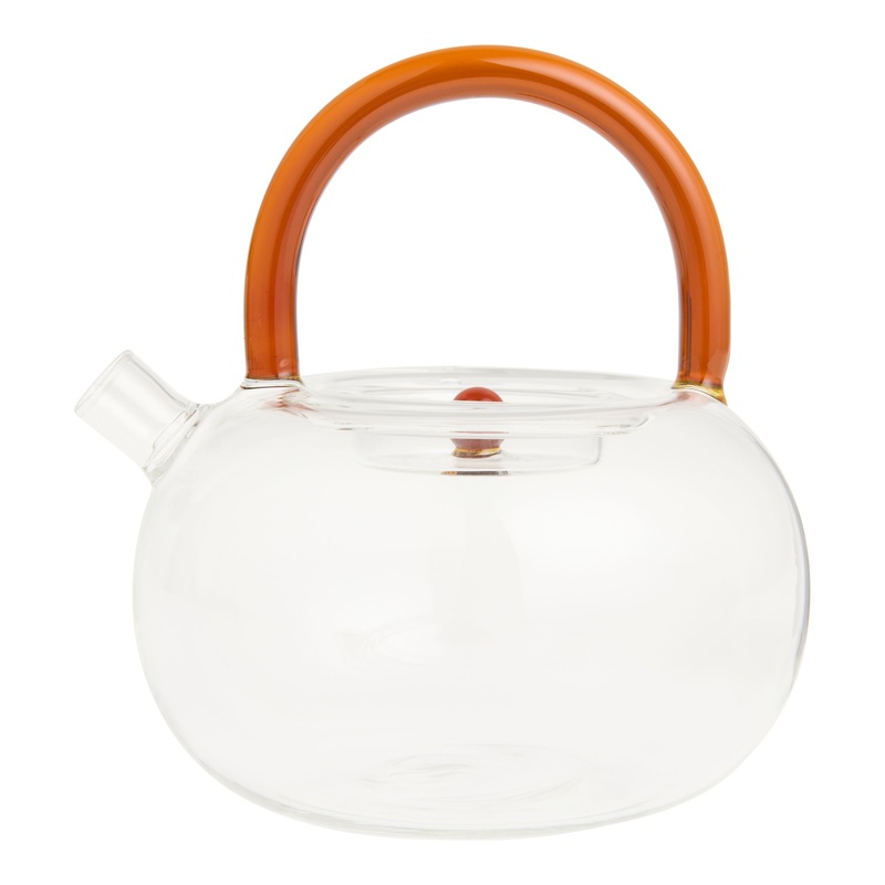 Handmade Borosilicate Glass Teapot with Brown Handle