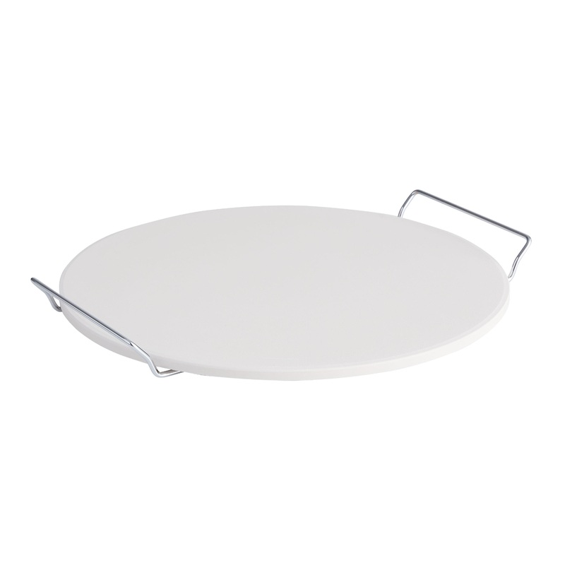 Round Natural Ceramic Pizza Baking Stone with Handles