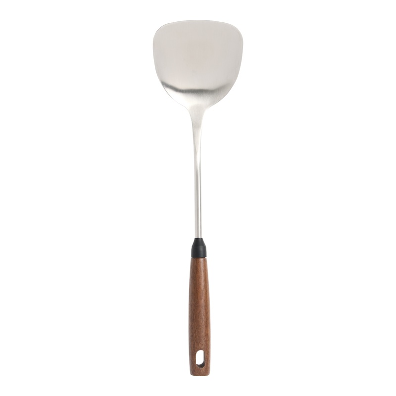 Stainless Steel and Natural Walnut Wood Wok Spatula