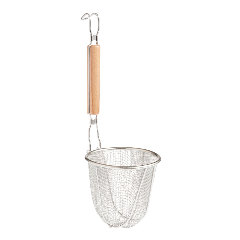 Stainless Steel and Wood Noodle Straining Basket