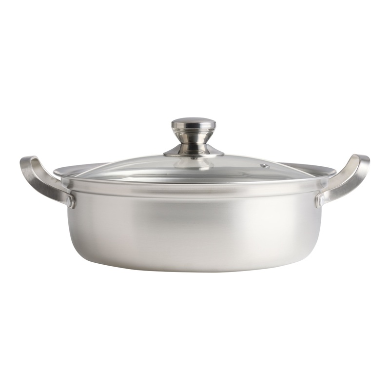 Stainless Steel Divided Hot Pot with Glass Lid