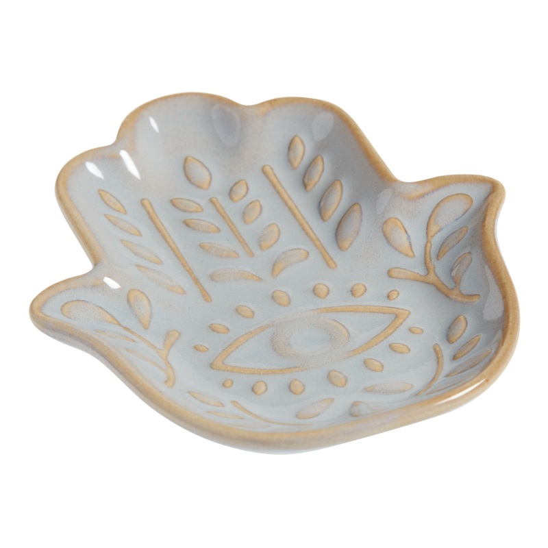 Blue Reactive Glaze Ceramic Hamsa Hand Tea Rest Set of 2