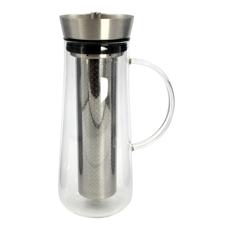 Glass and Stainless Steel Cold Brew Coffee Infuser Carafe