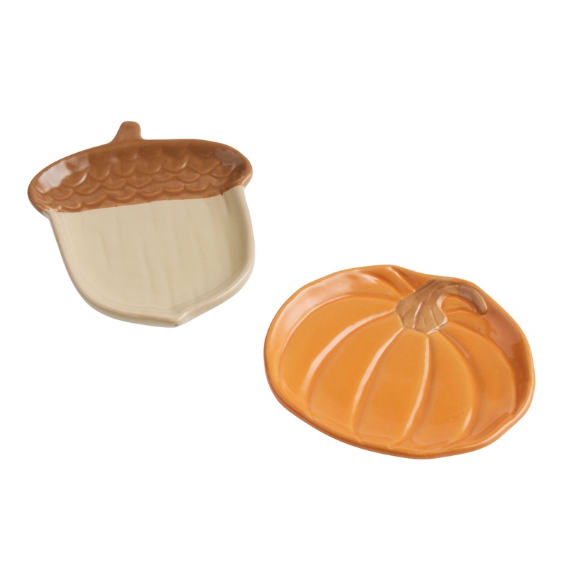 Harvest Ceramic Pumpkin and Acorn Tea Rests Set of 2