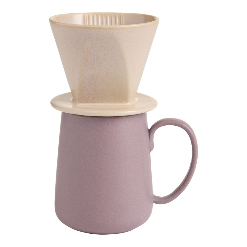 Lilac and Gray Ceramic Pour Over Coffee Maker Gift Set